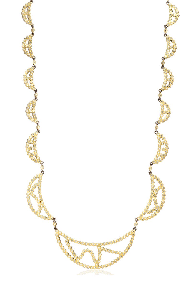FREIDA ROTHMAN Cubic Zirconia Cutout Bib Necklace, Main, color, Gold