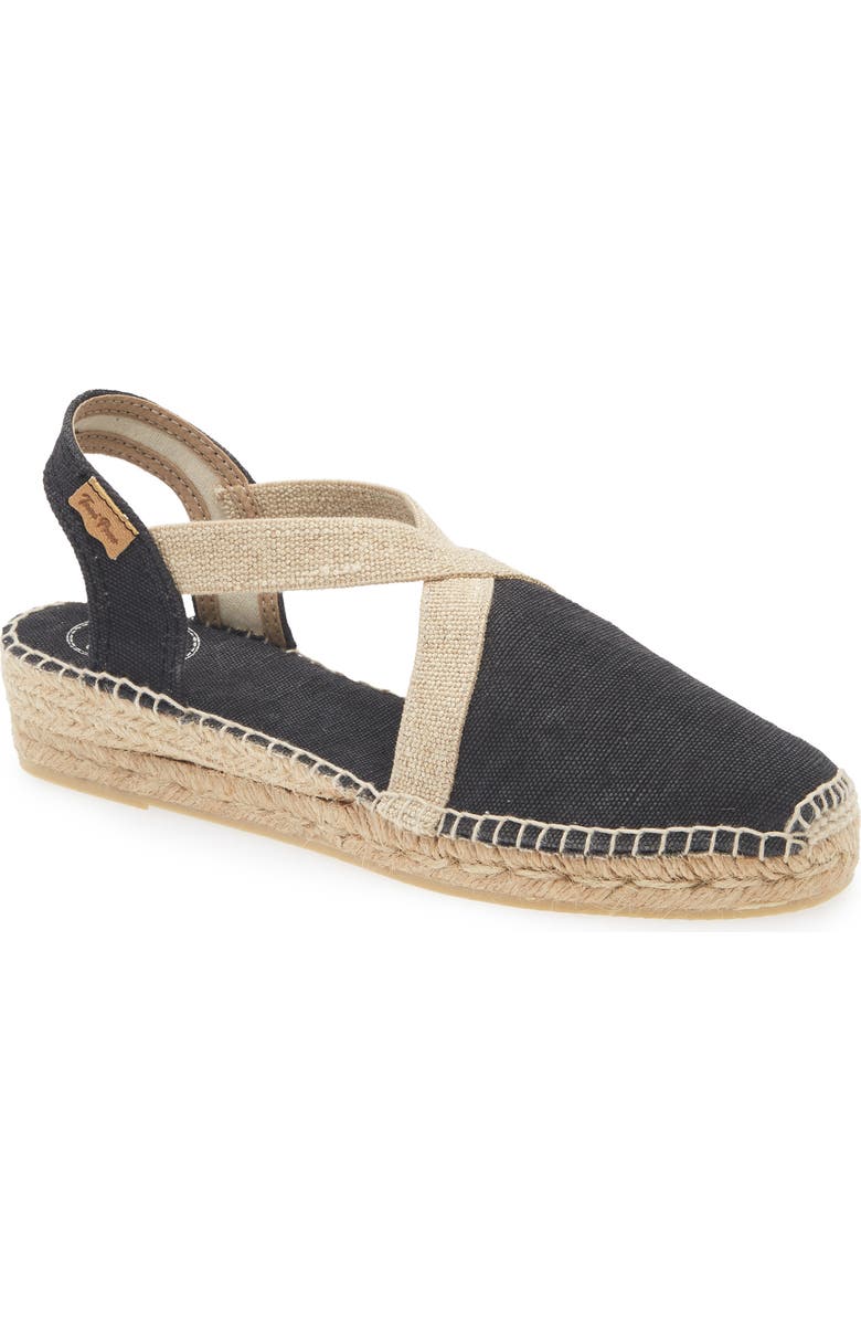 Toni Pons Verdi Espadrille Wedge, Main, color, Black