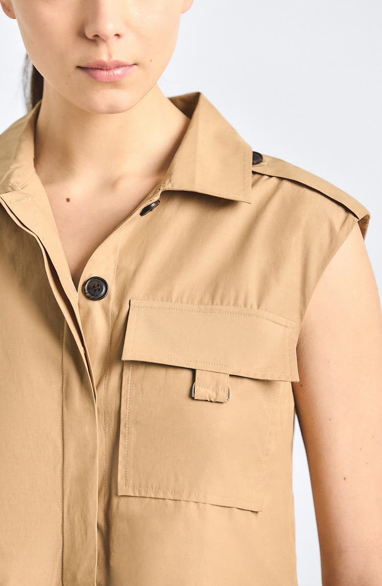 Derek Lam 10 Crosby Sequoia Sleeveless Mini Shirtdress, Alternate, color, Camel