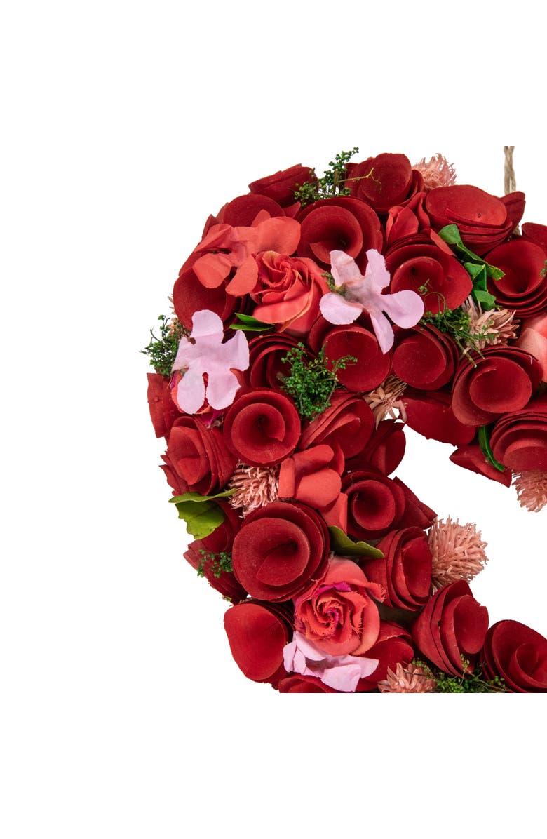 Northlight Artificial Floral Heart Valentine's Day Wreath - 13.5", Alternate, color, Red
