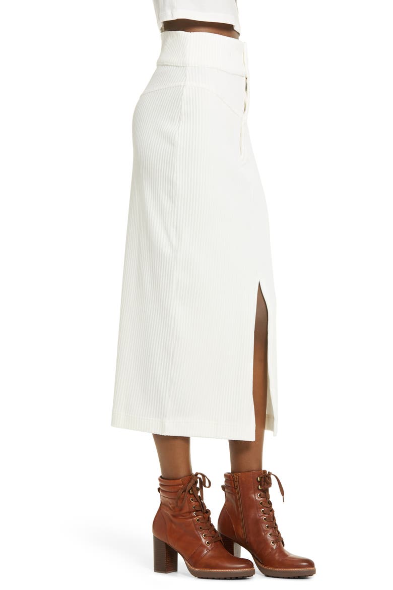 Ribbed Midi Pencil Skirt, Alternate, color, CREAM