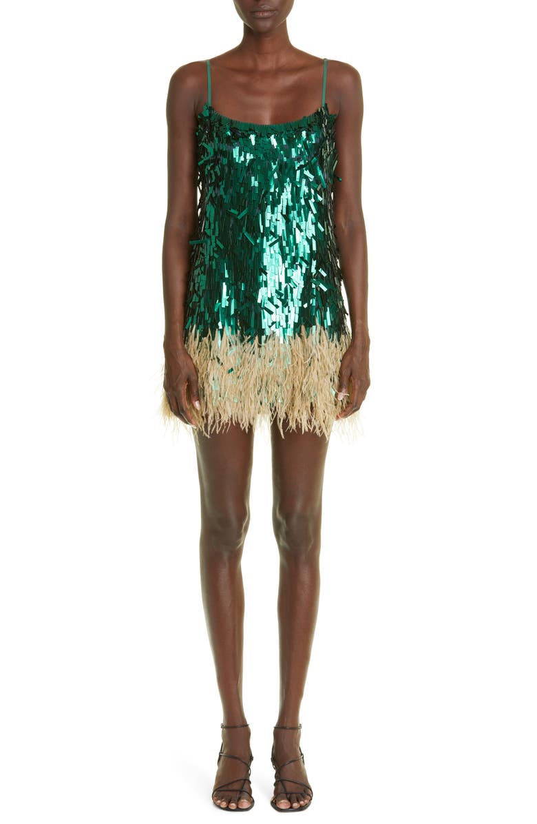 Johanna Ortiz Royal Dancer Paillette & Feather Minidress, Main, color,