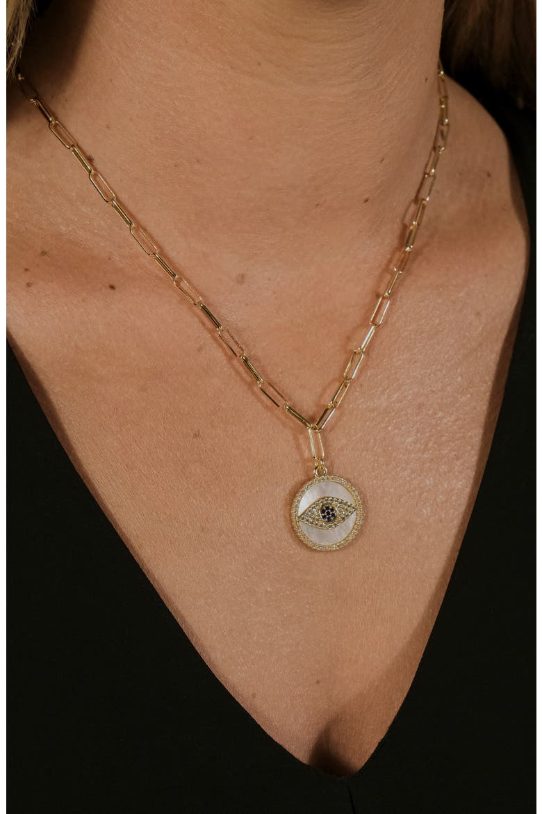 Cubic Zirconia & Mother-of-Pearl Cubic Zirconia Pendant Necklace, Alternate, color, GOLD