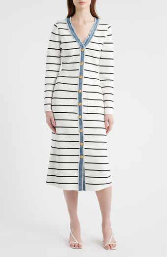 Stripe Long Sleeve Sweater Dress