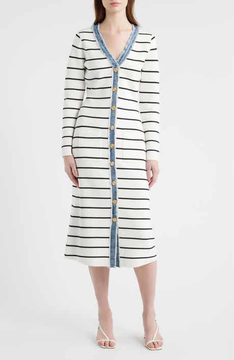 ZOE AND CLAIRE Stripe Long Sleeve Sweater Dress
