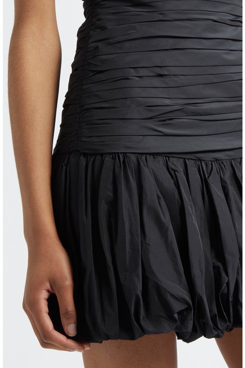 Rosanna Ruched Bubble Hem Minidress, Alternate, color, BLACK