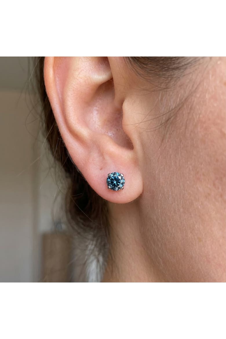 1 Ct T.W. Blue Lab Grown Diamond Studs 14K Gold Earrings, Alternate, color, 14k White Gold