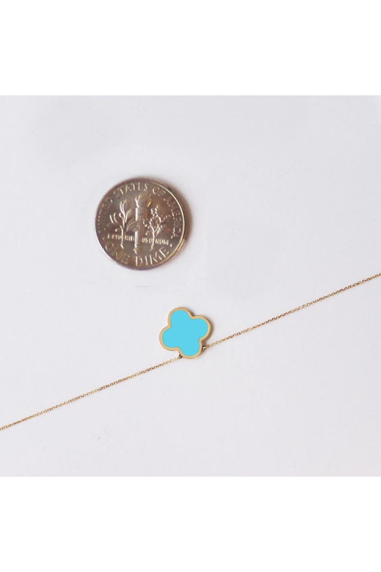 Small Turquoise Single Clover Necklace, Alternate, color, Turquoise