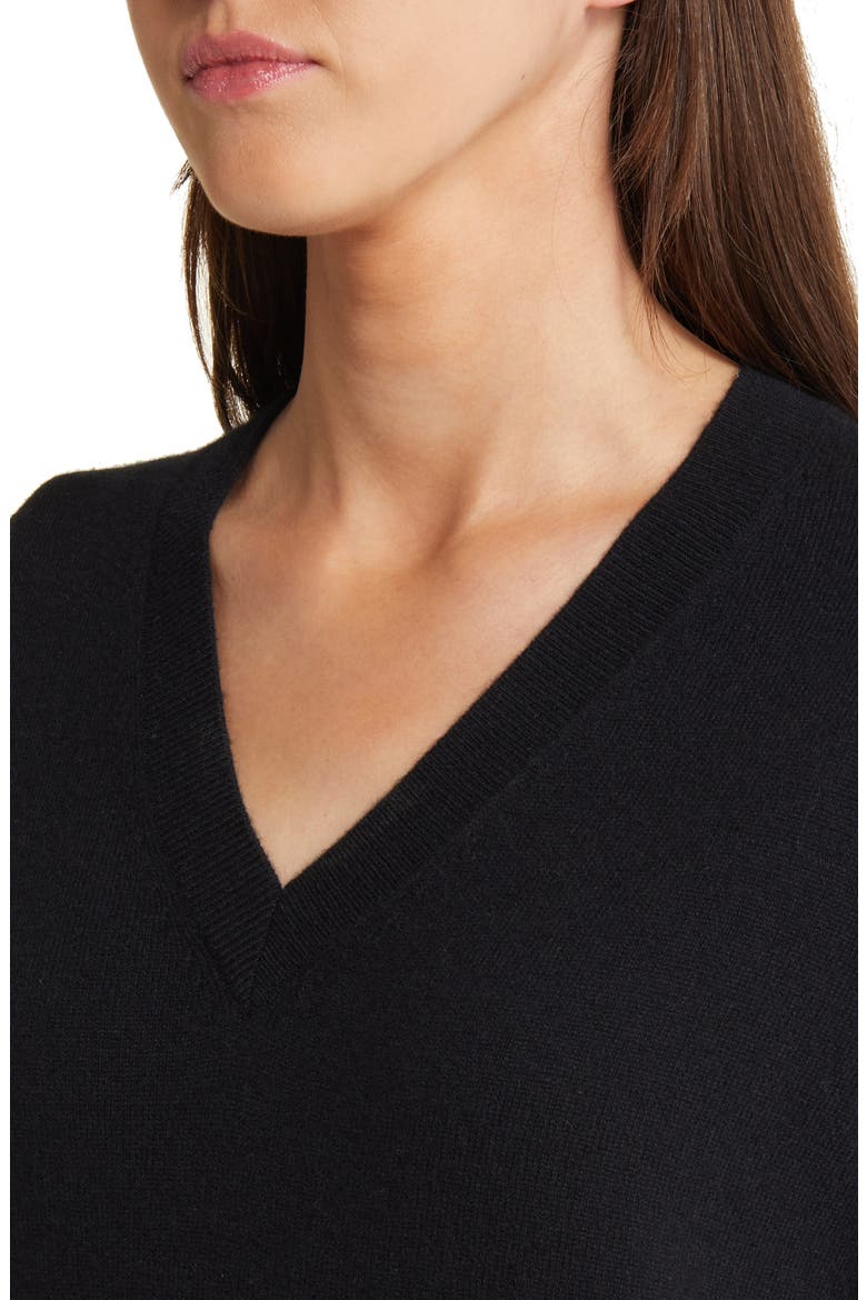 Cashmere V-Neck Sweater, Alternate, color, BLACK ROCK