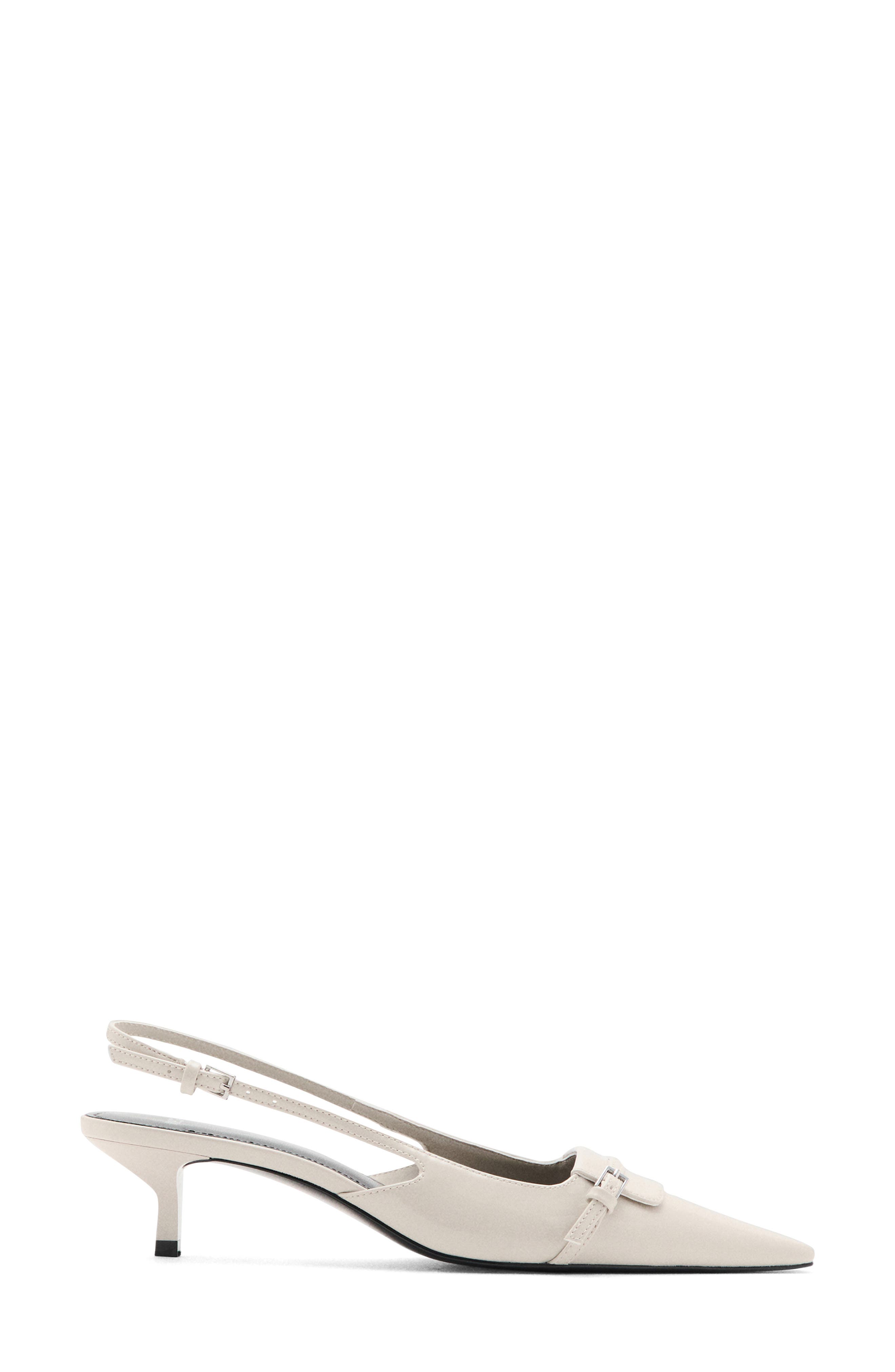 MANGO Slingback Kitten Heel Pump, Alternate, color, Ecru