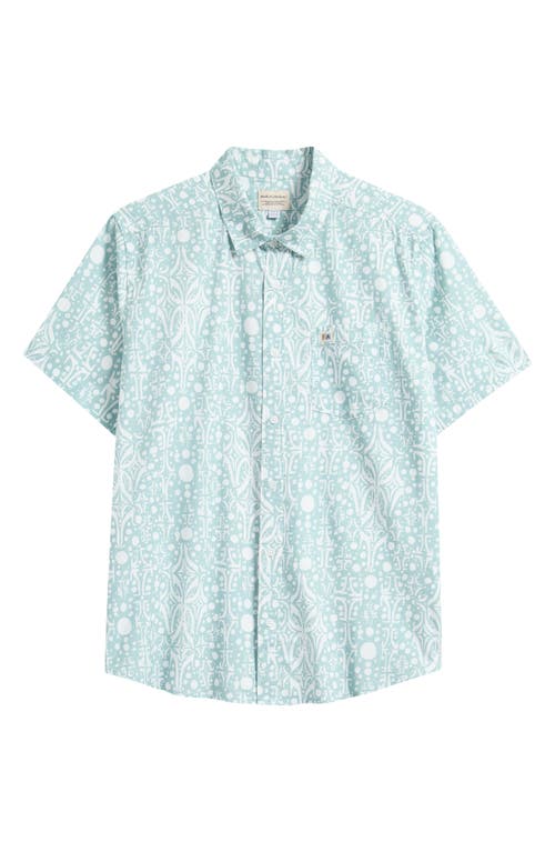 Rvca Jacobs Archive Print Short Sleeve Cotton Blend Button-up Shirt In Green