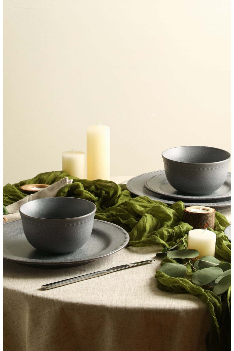 Comet Stoneware 12-Piece Dinnerware Set, Alternate, color, Grey