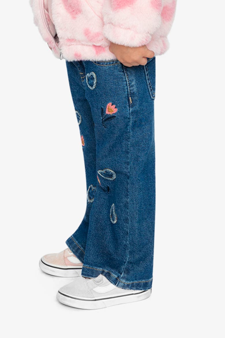Heart Appliqué Embroidered Jeans, Alternate, color, Navy Blue Denim