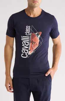 Cavalli Class Stretch Cotton Graphic T-Shirt