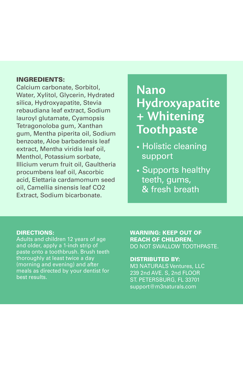 Nano Hydroxyapatite Toothpaste with Calcium, Mint & Spearmint, 4.23 oz, Alternate, color, 1 Pack