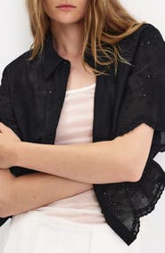 MANGO Embroidered Cropped Shirt