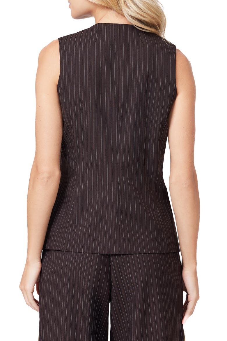 Pinstripe Longline Vest, Alternate, color, BROWN PINSTRIPE