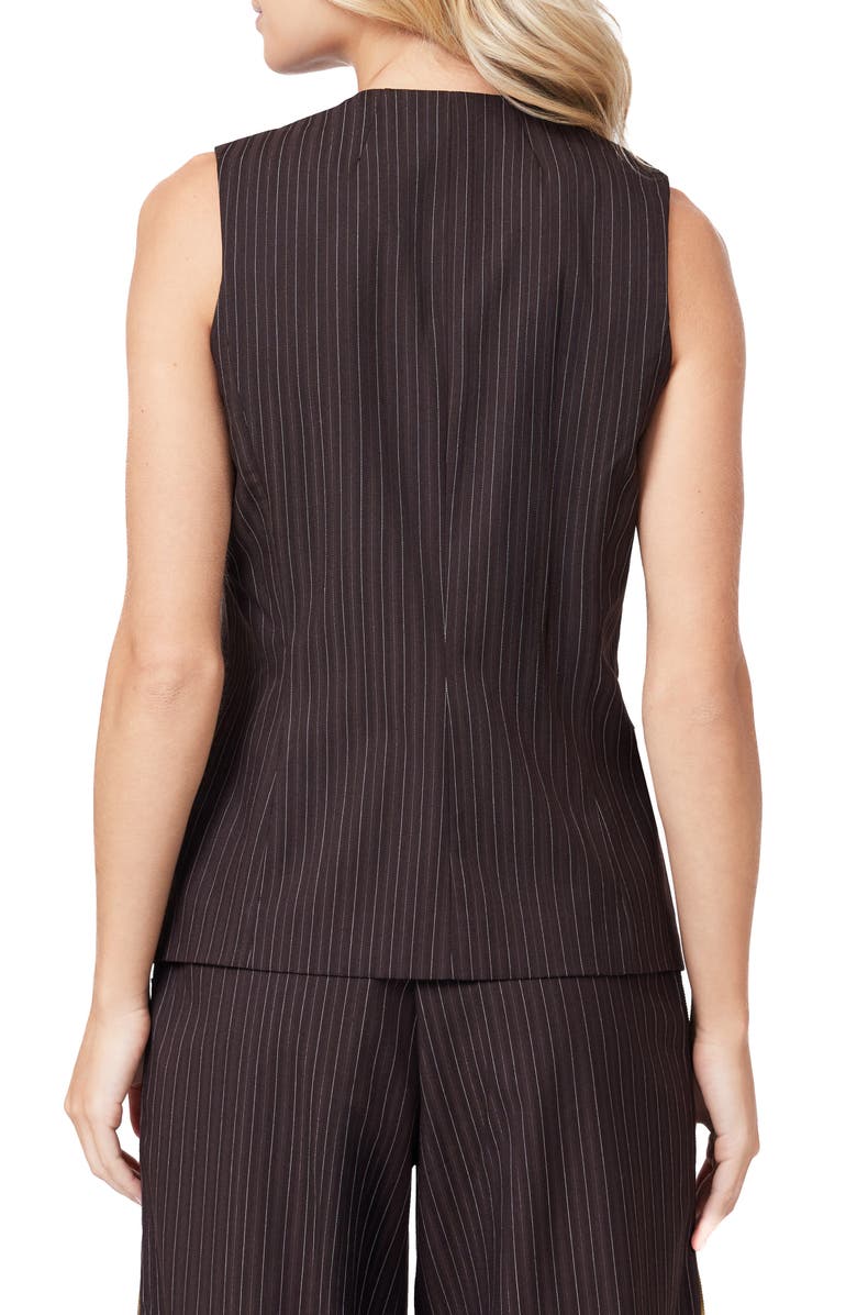 Scotch & Soda Pinstripe Longline Vest, Alternate, color, Brown Pinstripe
