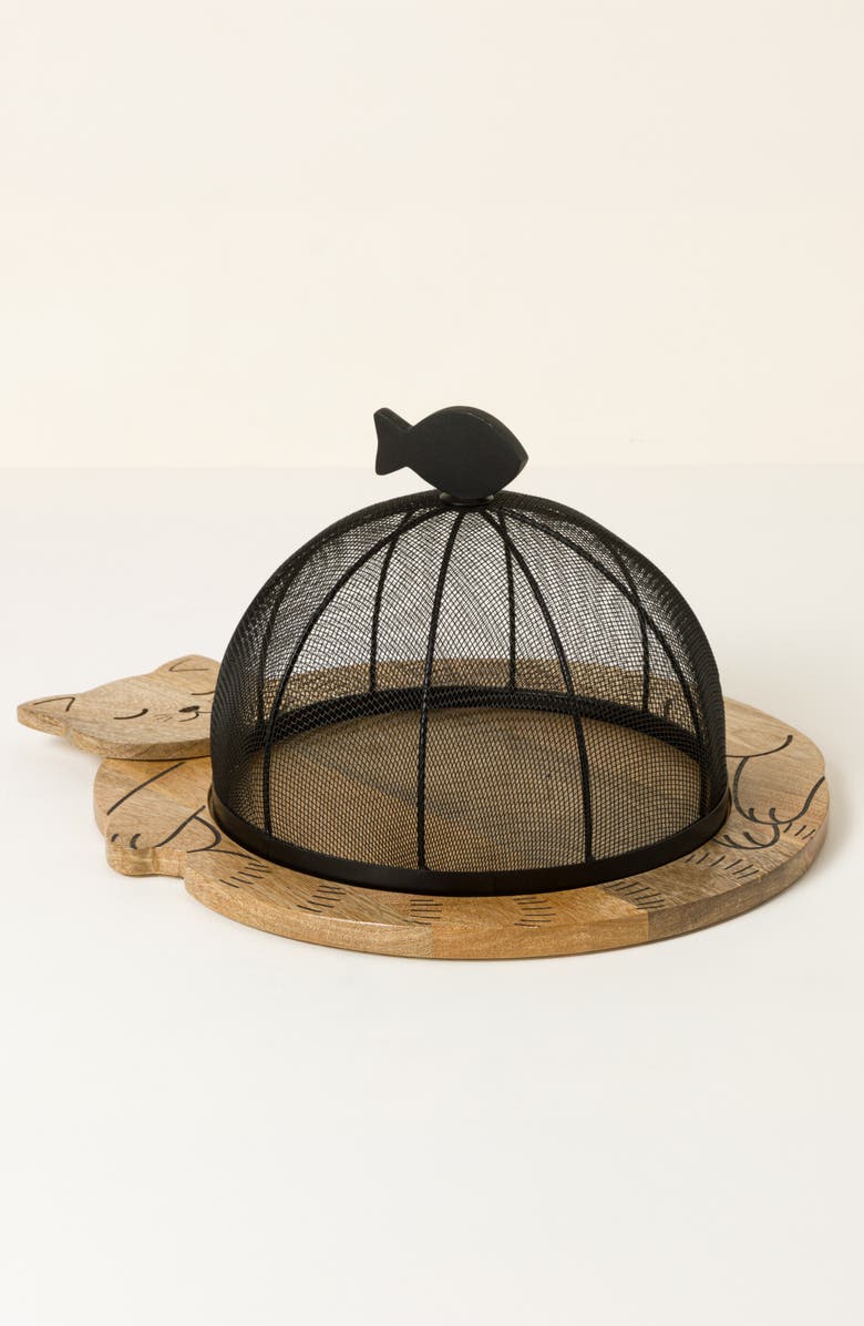 Uncommon Goods Cozy Cat Serving Board & Cloche, Alternate, color, Multi