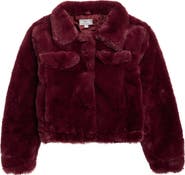Tractr Kids' Cow Print Faux Fur Trucker Jacket