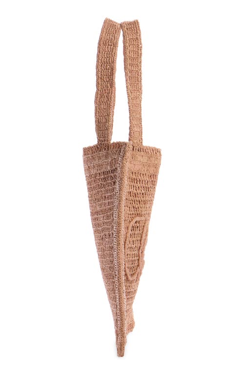 Chloé Summer Banana Embellished Crocheted Embroidered Faux Raffia Tote In Summery Beige