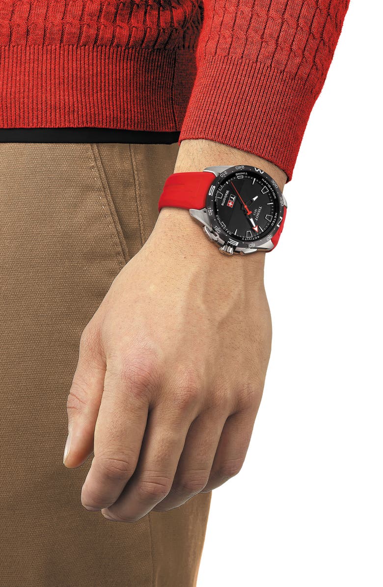 Tissot T-Touch Connect Solar Smart Silicone Strap Watch, 47.5mm, Alternate, color, 