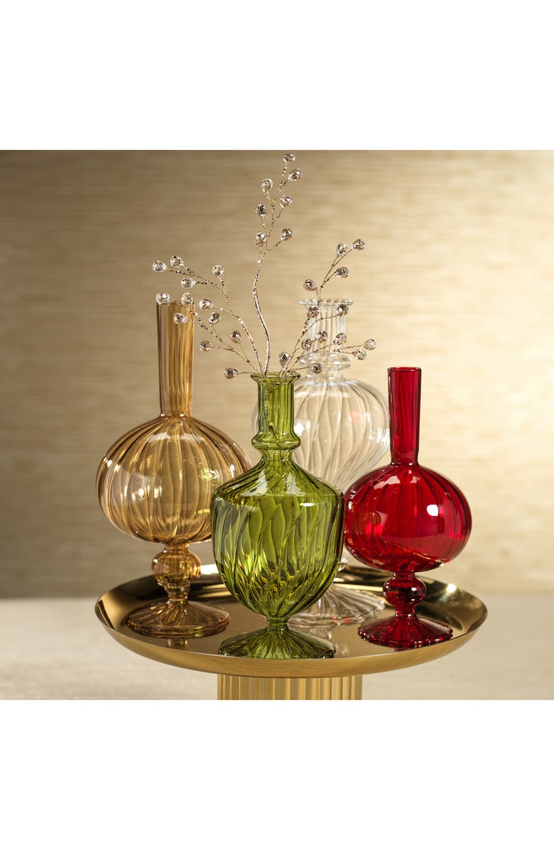 Zodax Vellum Set of 2 Spiral Decorative Glass Vases, Alternate, color, Red