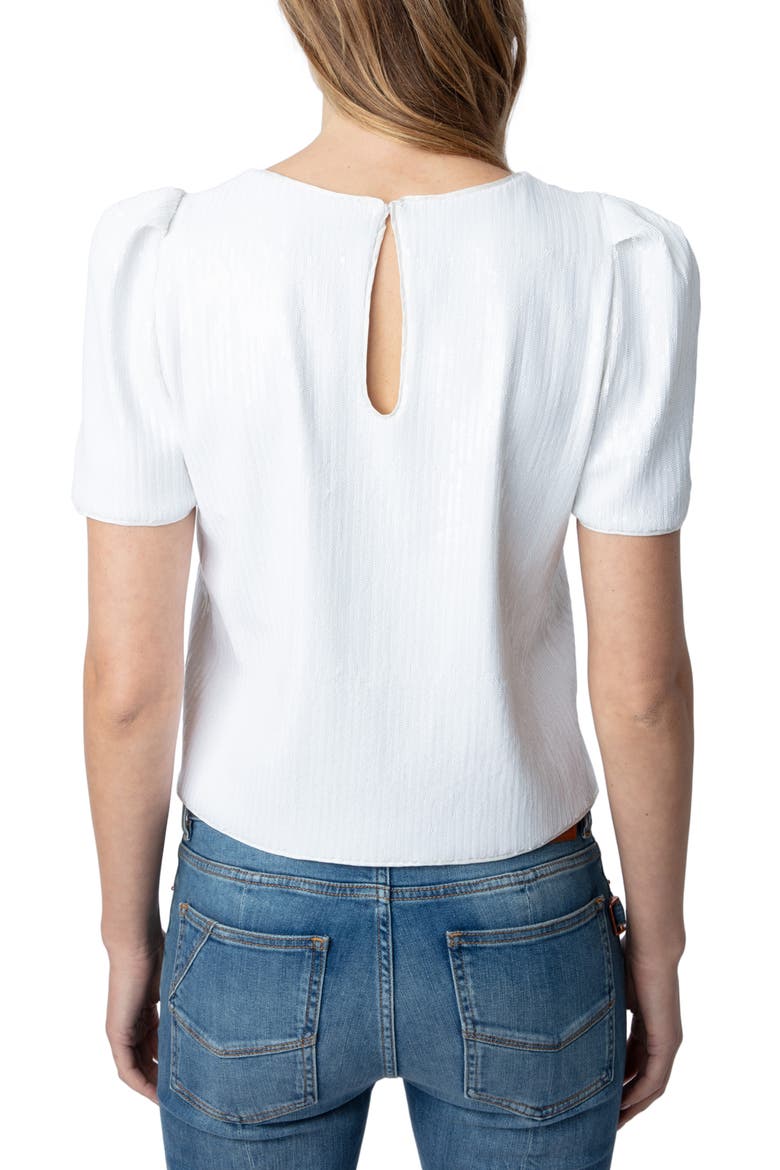 Tchao Sequin Short Sleeve Top, Alternate, color, JUDO