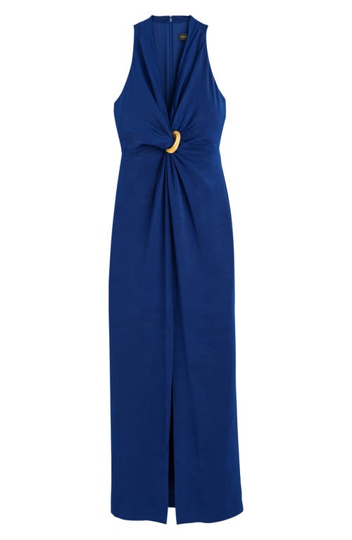 Donna Karan New York Belted Handkerchief Hem Midi Dress In Sapphire