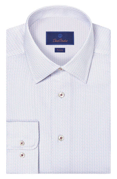 Trim Fit Geometric Cotton Dress Shirt