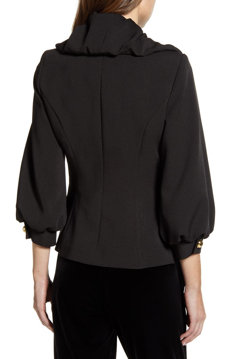 x Atlantic-Pacific Ruffle Front Blazer (Nordstrom Exclusive), Alternate, color, BLACK