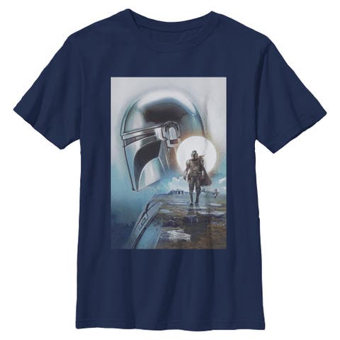 Boy's Star Wars The Mandalorian and Grogu Din Djarin and The Child Poster  Graphic T-Shirt