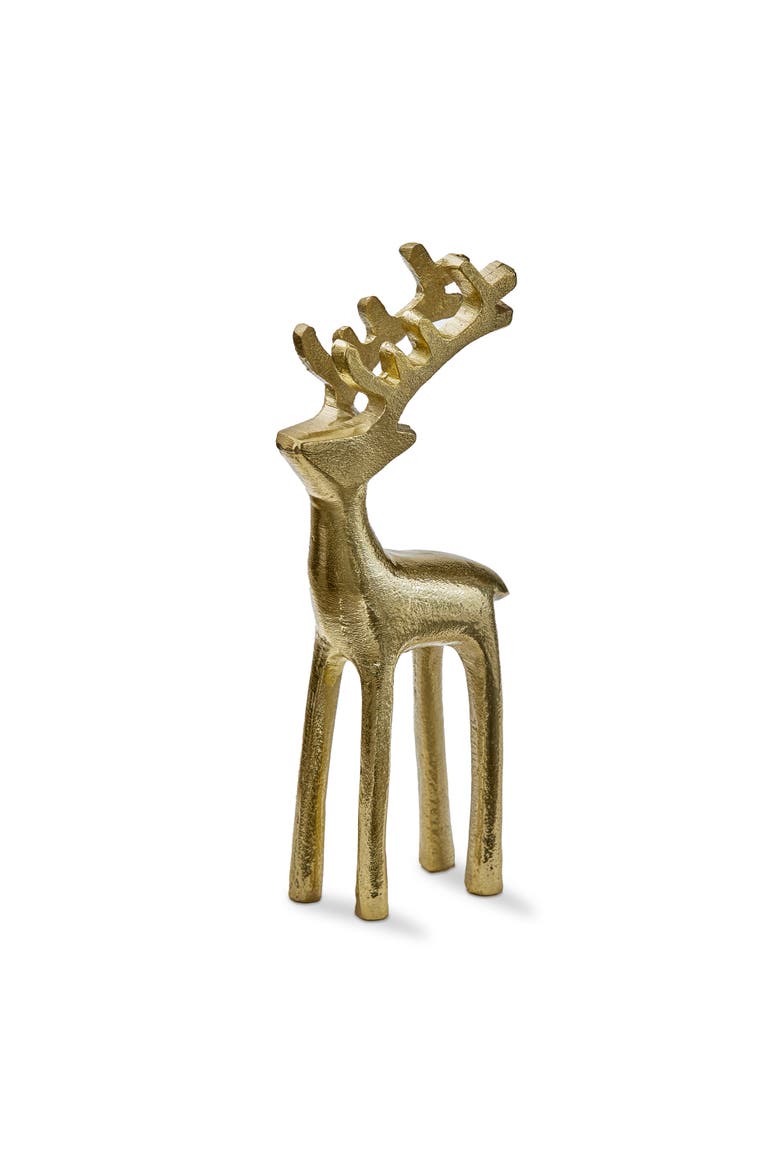 Large Gold Reindeer Silhouette Decorative Sculpture Holiday, Main, color, Gold