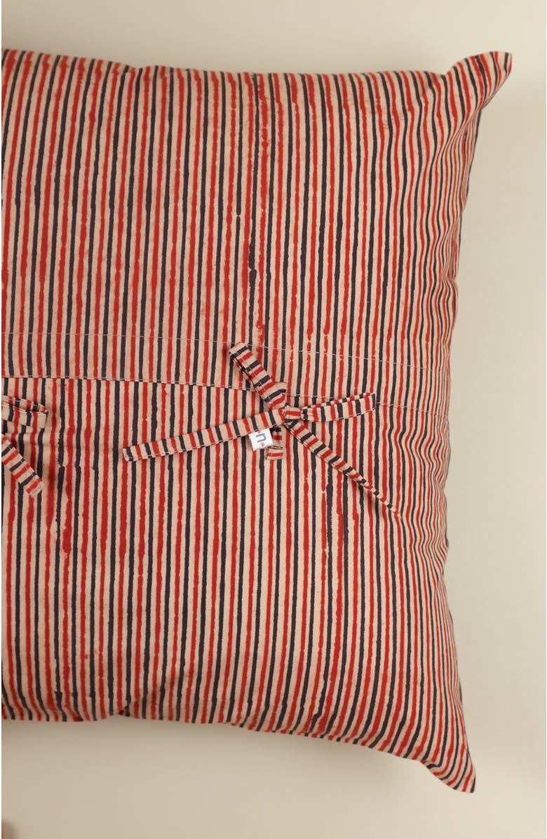 Ninéh Rustic Stripes Hand Block Print Pillow - Cover, Alternate, color, Multi-Colored Stripe Pattern