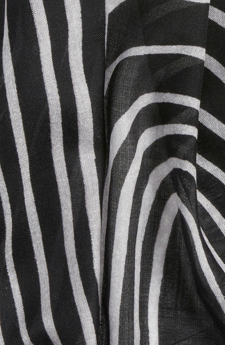Nordstrom Eyelash Trim Print Cashmere & Silk Wrap, Alternate, color, Black Painted Lines