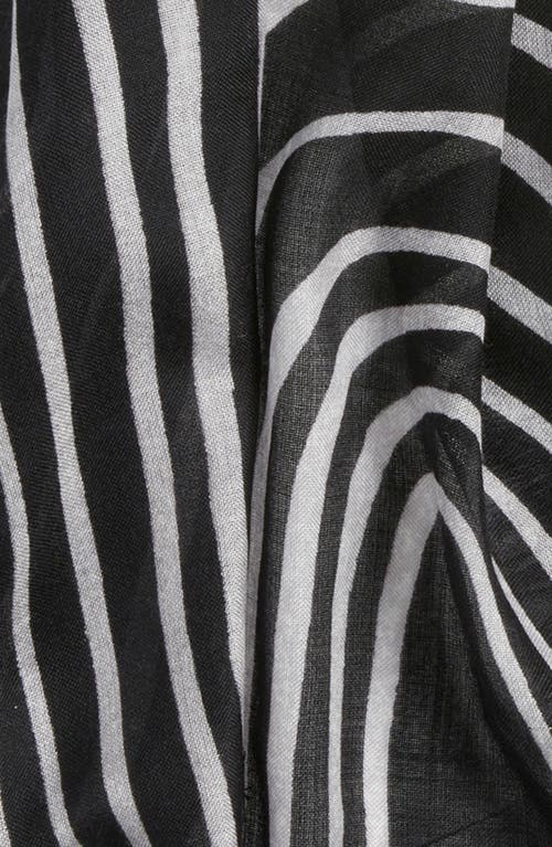 Nordstrom Eyelash Trim Print Cashmere & Silk Wrap In Black