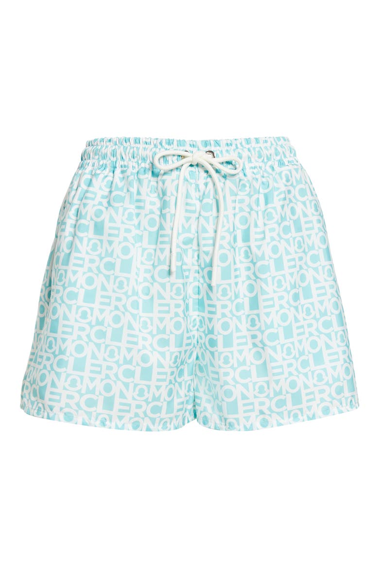 Logo Print Taffeta Shorts, Alternate, color, GREEN MULTI