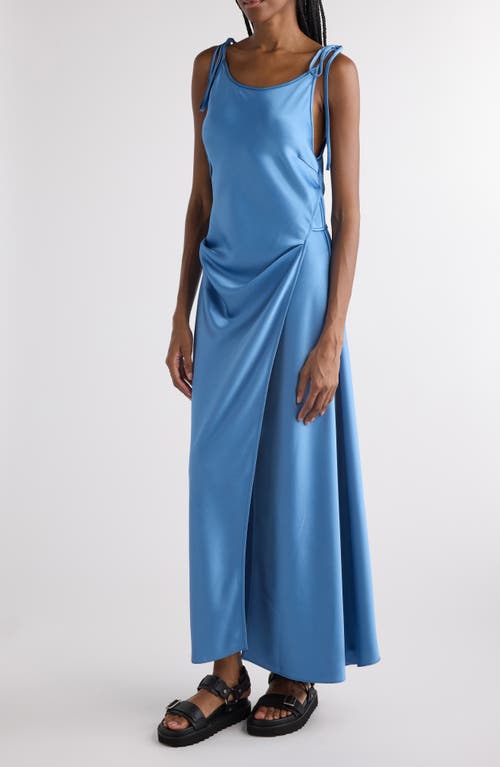 Acne Studios Dayla Fluid Seersucker Satin Slipdress In Sky Blue