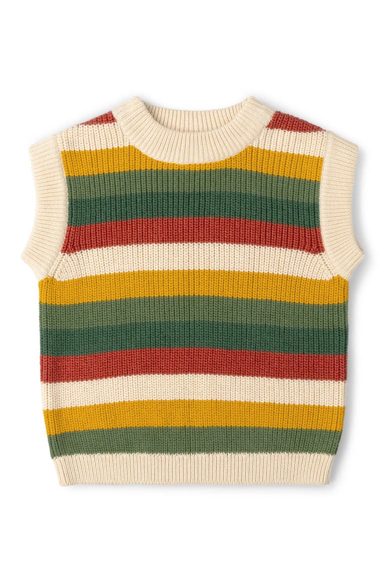 Kids' Stripe Sleeveless Organic Cotton Sweater, Main, color, BEIGE MULTI