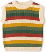 Little Green Radicals Kids' Stripe Sleeveless Organic Cotton Sweater