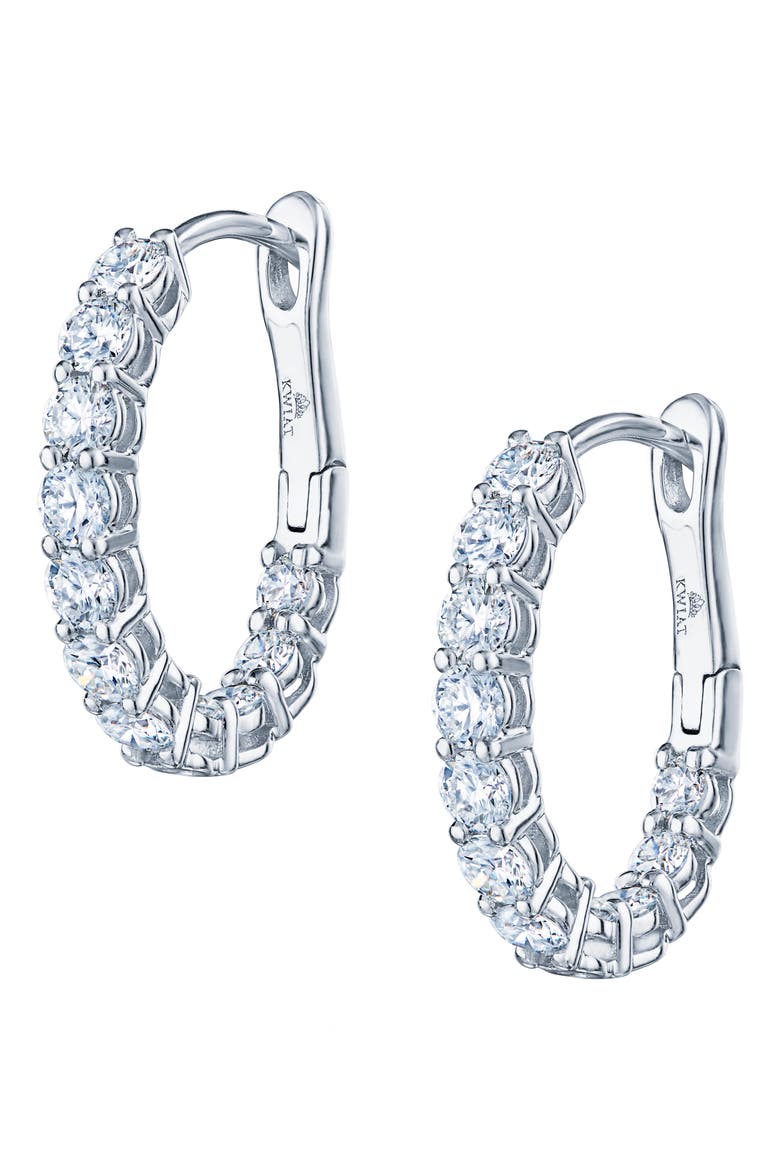 Small Diamond Inside Out Hoop Earrings, Main, color, WHITE GOLD