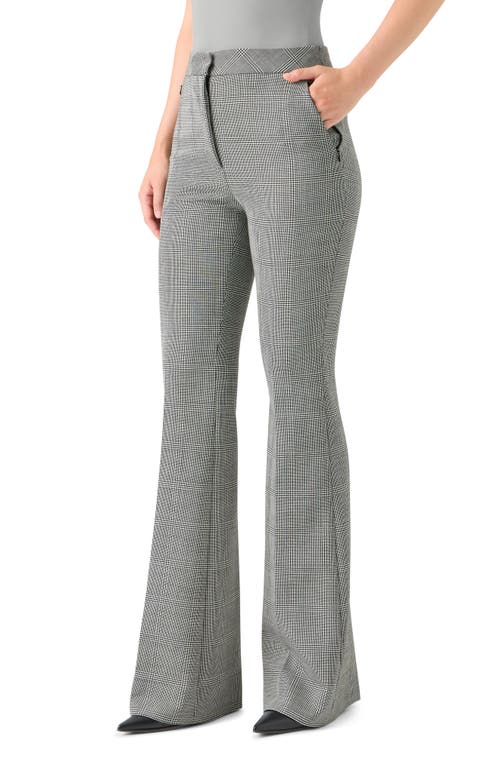 Akris Farida Check Stretch Virgin Wool Flare Leg Pants In Multi