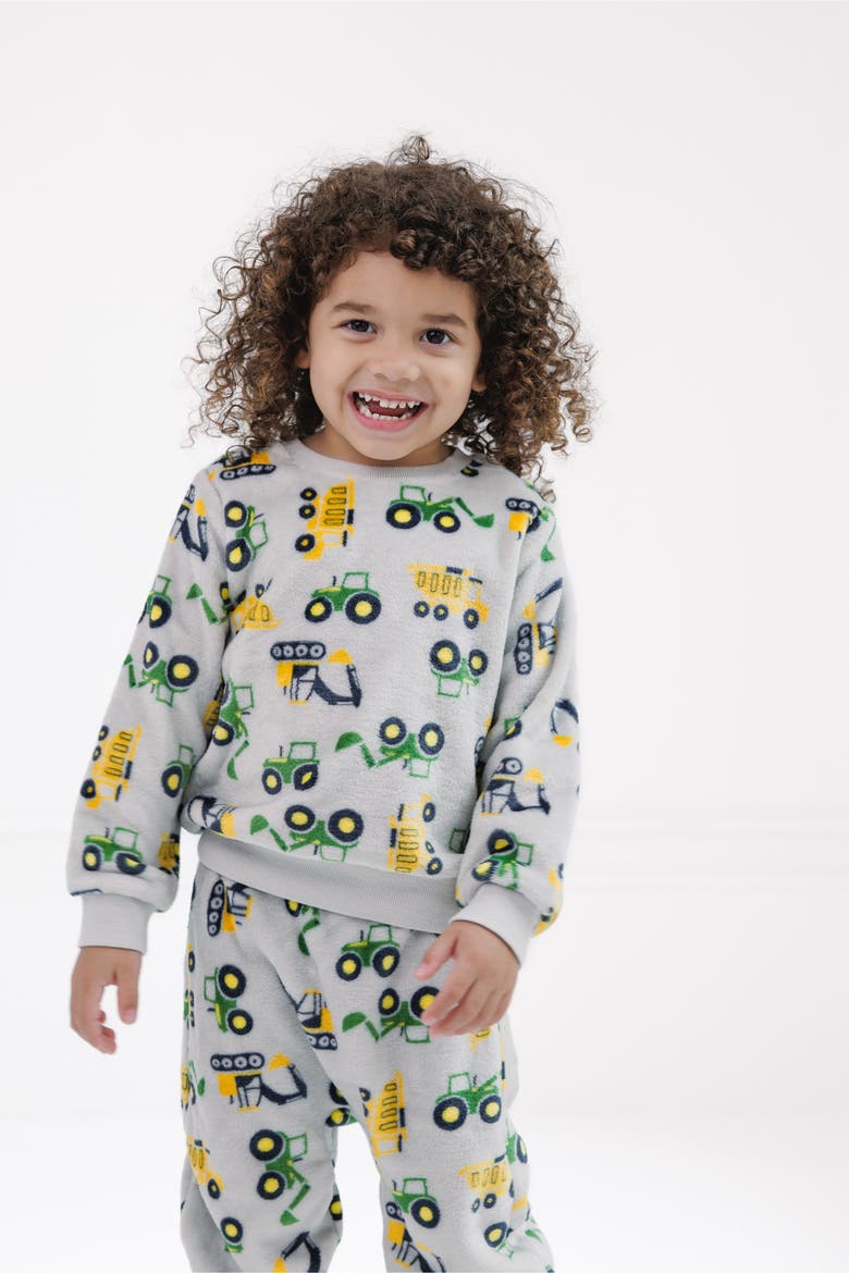 2-Piece Fleece Sweatshirt and Pants Set, Alternate, color, Gray Tractors