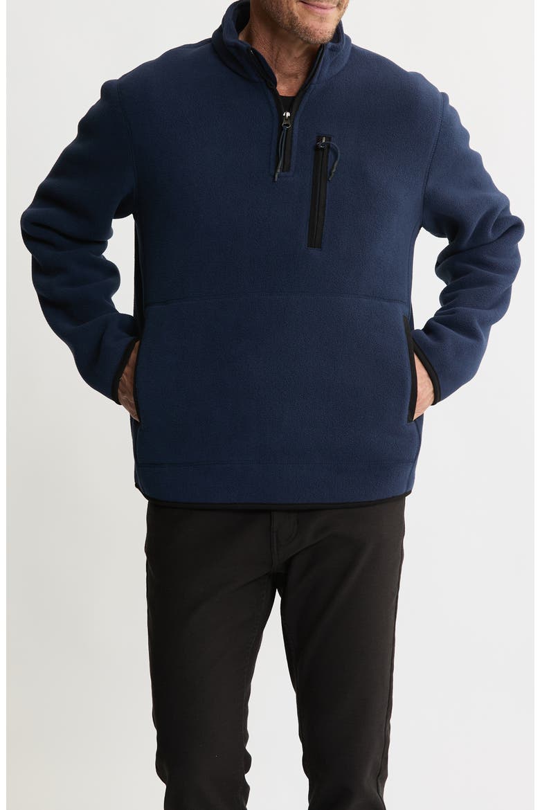 Quarter Zip Fleece Pullover, Main, color, NAVY