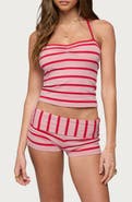 EDIKTED Lorenza Stripe Crop Halter Top