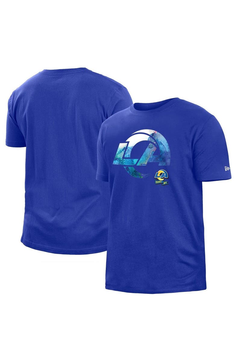 New Era Men's New Era Royal Los Angeles Rams 2022 Sideline Ink Dye T-Shirt, Main, color, Blue