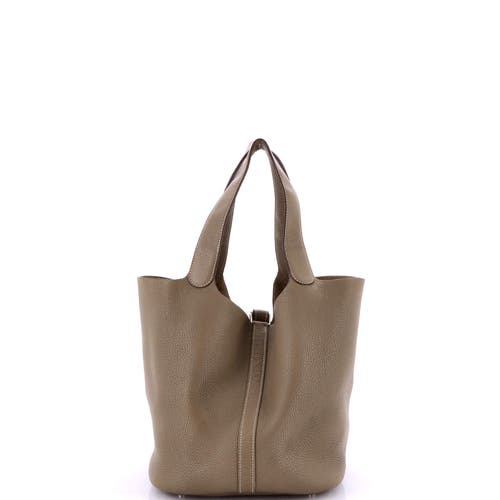 Pre-owned Hermes Hermes Picotin Lock Bag Clemence Gm In Brown