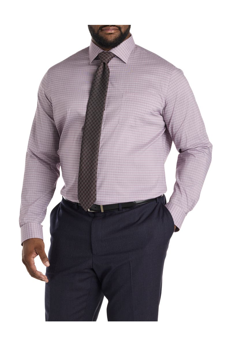 Michael Kors Big & Tall Performance Plaid Dress Shirt, Alternate, color, Wine
