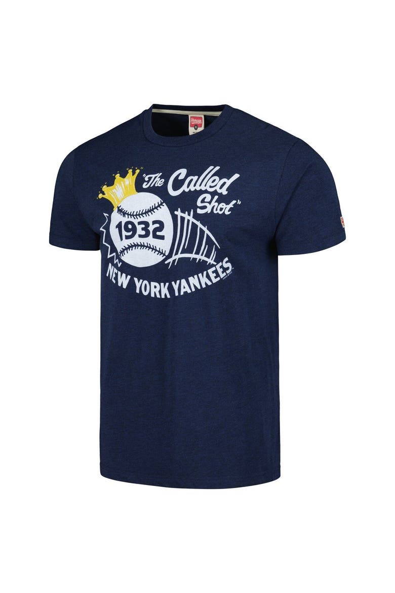 Men's Homage Navy New York Yankees Doodle Collection The Called Shot Tri-Blend T-Shirt, Alternate, color, Navy