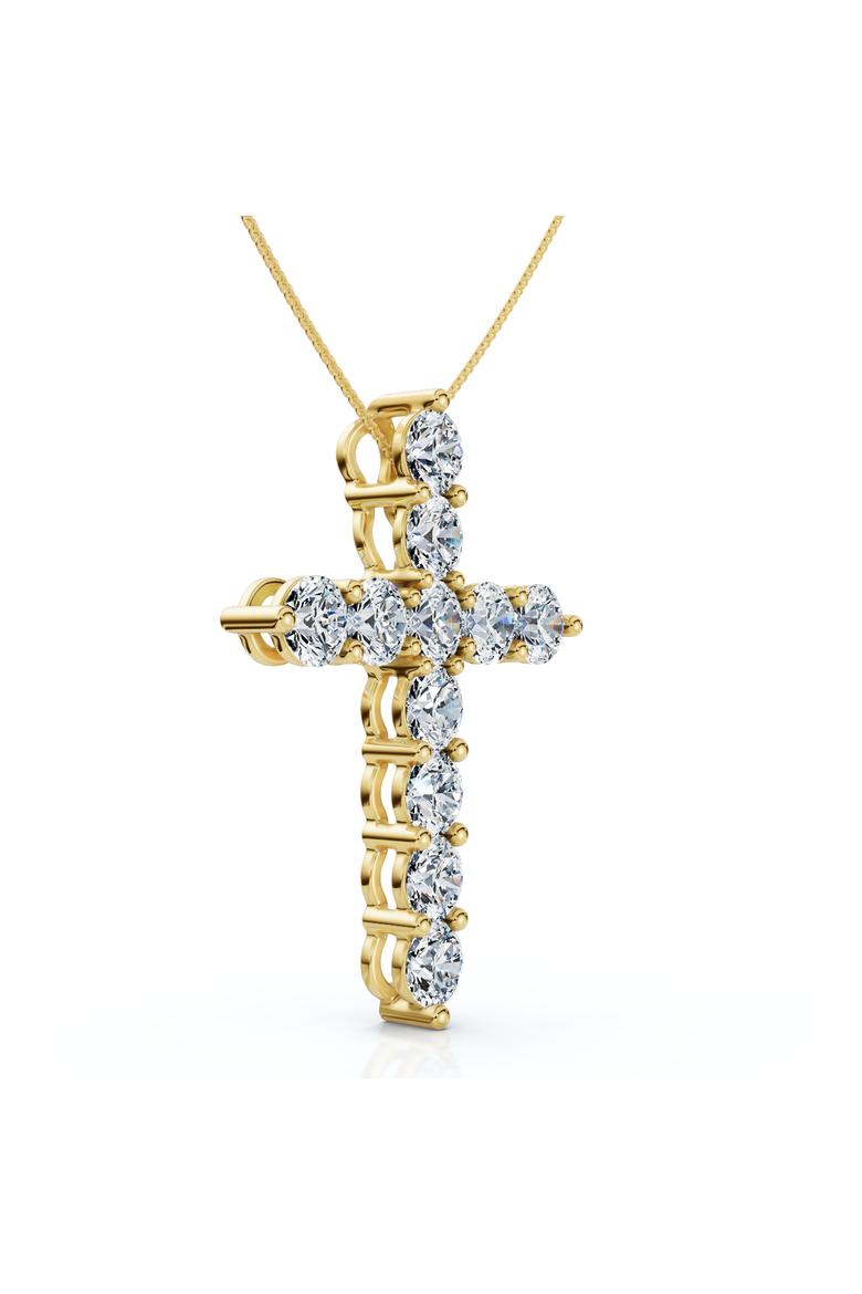 4Ct TW Diamond Cross Pendant 14k Gold Women's 18" Necklace Lab Grown, Main, color, Yellow Gold